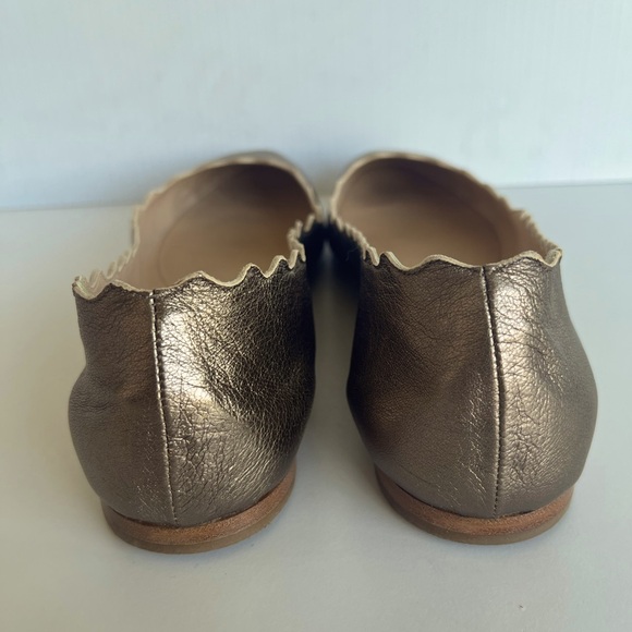 Chloé - Lauren Scalloped Leather Ballet Flats - Bronze Leather - Picture 4 of 7